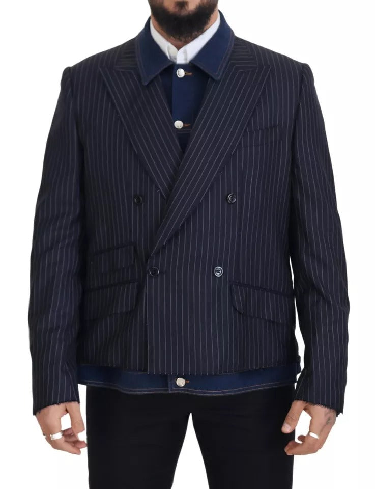 Blazer vaquero cruzado con rayas azules de Dolce &amp; Gabbana