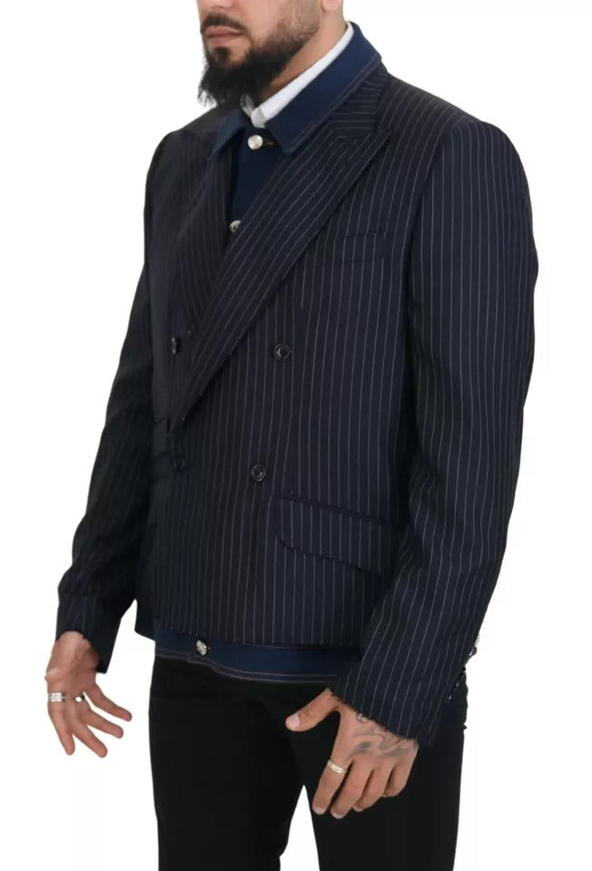 Blazer vaquero cruzado con rayas azules de Dolce &amp; Gabbana