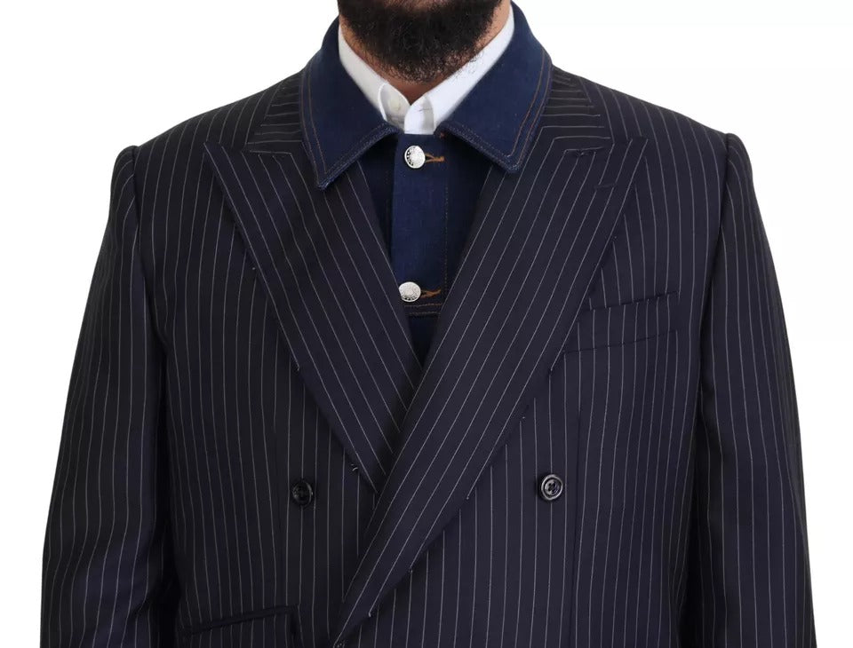 Blazer vaquero cruzado con rayas azules de Dolce &amp; Gabbana
