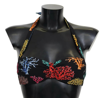 Traje de baño con estampado de corales negros de Dolce &amp; Gabbana Ropa de playa Top de bikini