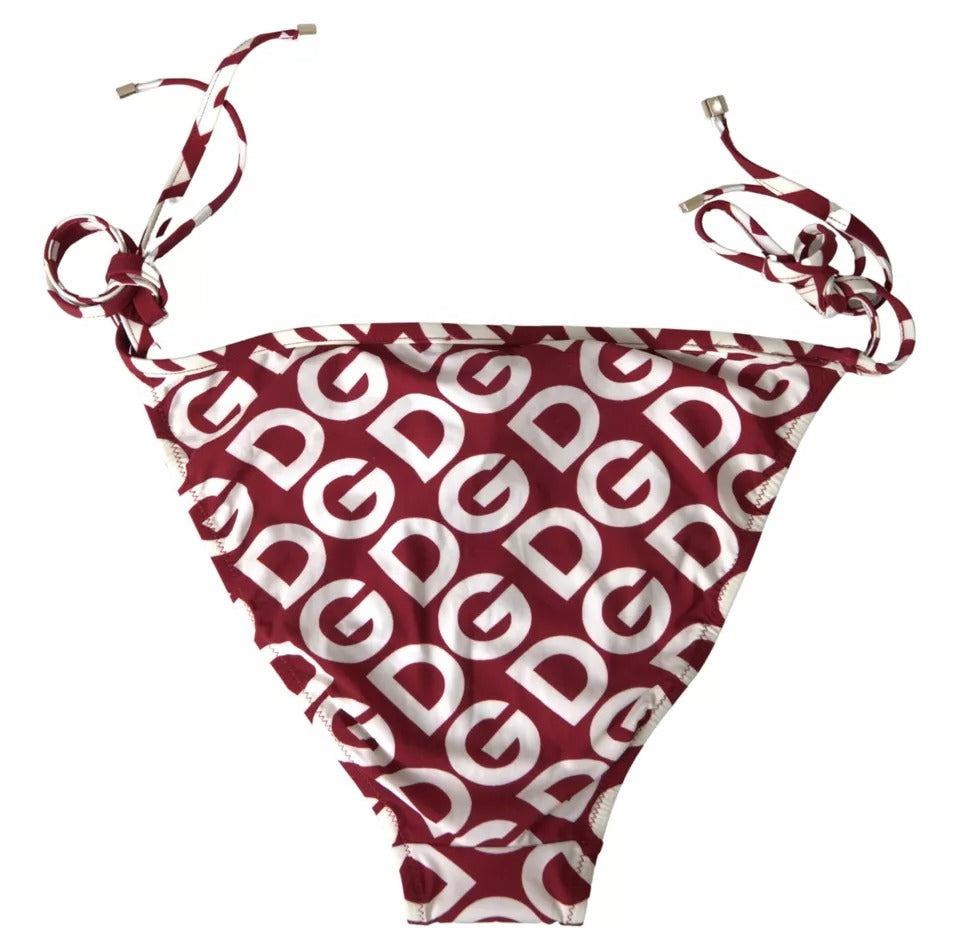 Bikini de playa con parte inferior estampada DG Mania de Dolce &amp; Gabbana Bordeaux