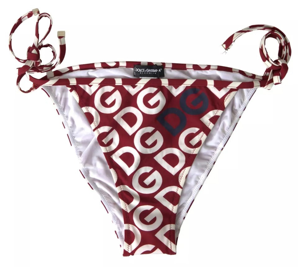 Bikini de playa con parte inferior estampada DG Mania de Dolce &amp; Gabbana Bordeaux