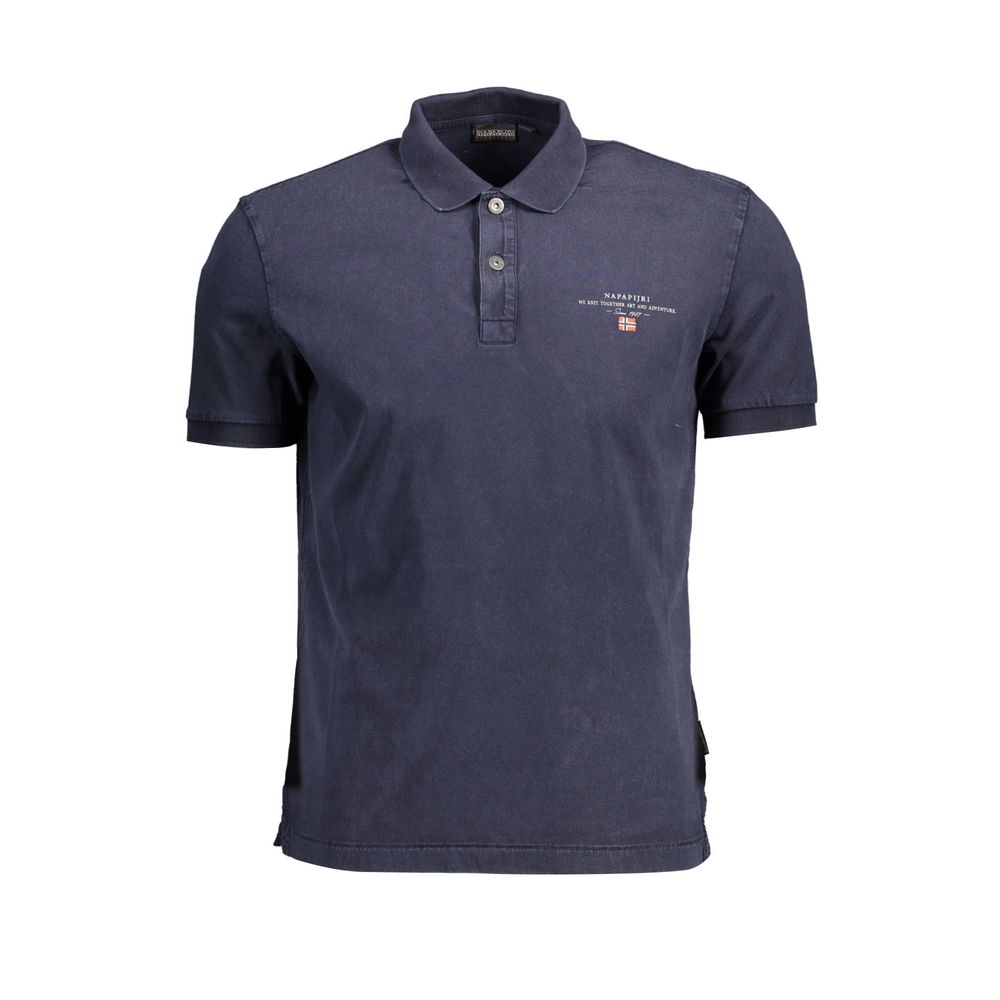 Polo elegante de algodón azul con logotipo bordado de Napapijri
