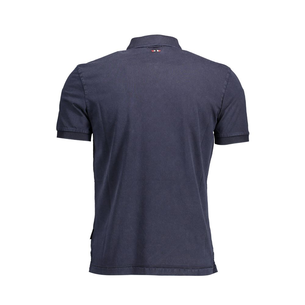 Polo elegante de algodón azul con logotipo bordado de Napapijri