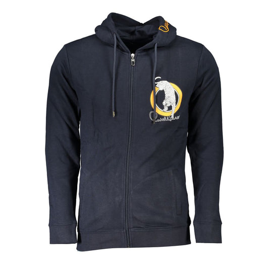 Sudadera con capucha y cremallera azul elegante de Cavalli Class