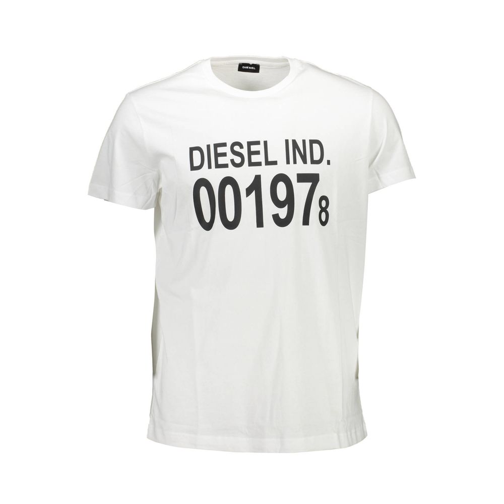 Camiseta de cuello redondo de algodón blanco Diesel con logotipo estampado