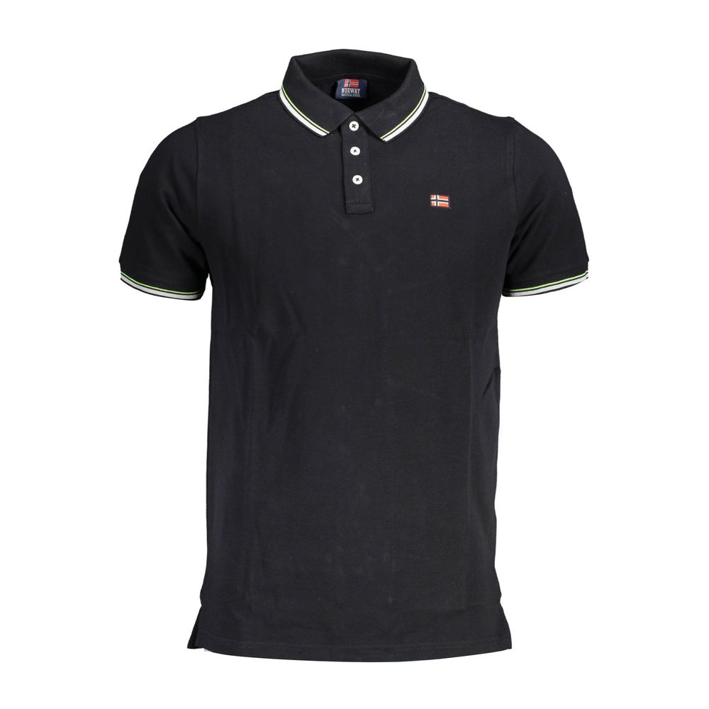 Polo elegante de manga corta negro con contrastes de Noruega 1963