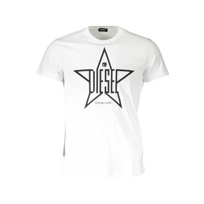 Camiseta elegante de cuello redondo blanca con detalle de logotipo de Diesel