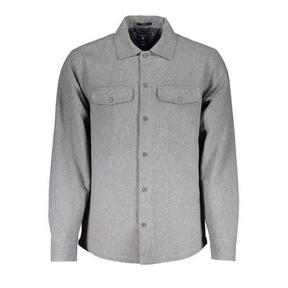 Camisa elegante de algodón gris de manga larga para hombre de Gant