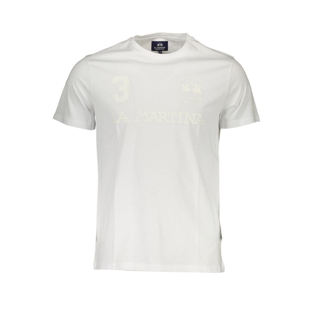 Camiseta elegante blanca de cuello redondo con estampado de logotipo de La Martina