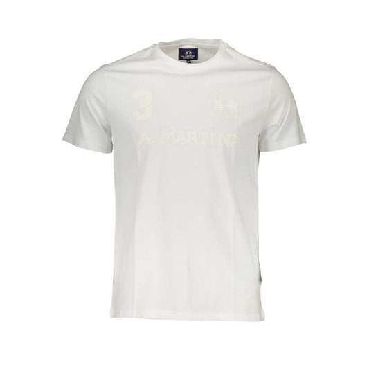 Camiseta elegante blanca de cuello redondo con estampado de logotipo de La Martina