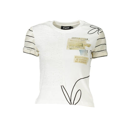 Camiseta Desigual Chic estampada en blanco con detalle en contraste