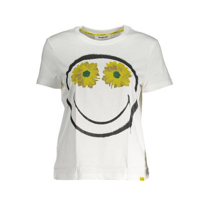 Camiseta de algodón estampada blanca con logotipo de Desigual Chic
