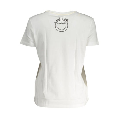 Camiseta de algodón estampada blanca con logotipo de Desigual Chic