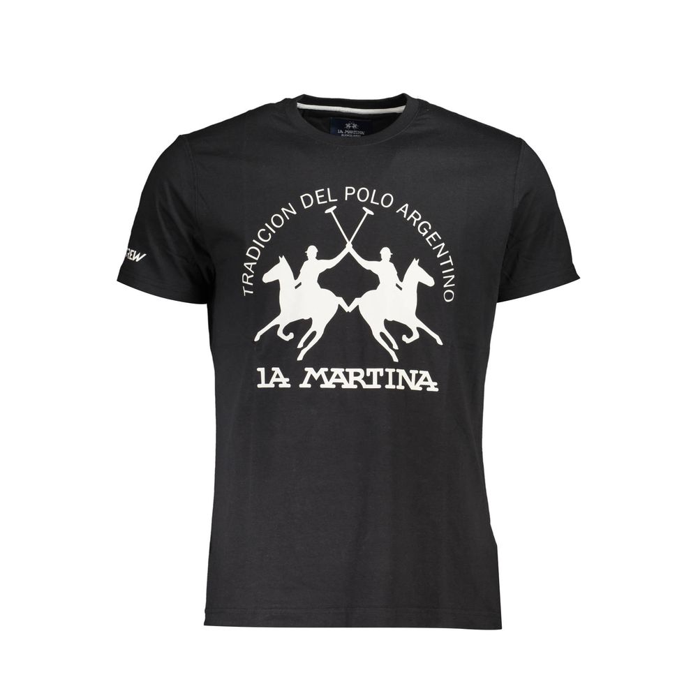 Camiseta elegante de algodón negra con estampado icónico de La Martina