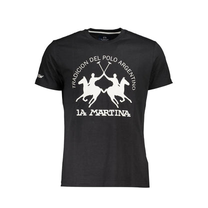 Camiseta elegante de algodón negra con estampado icónico de La Martina