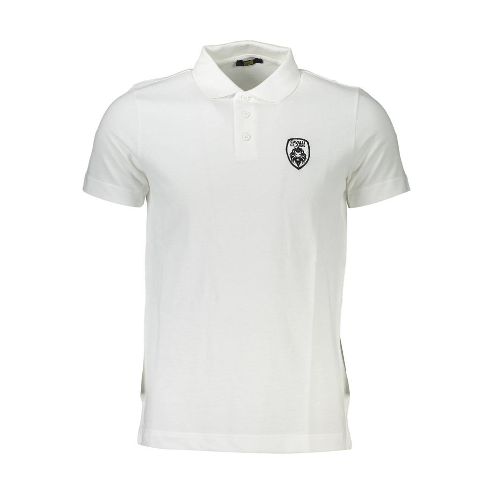 Polo blanco bordado elegante Cavalli Class para hombre