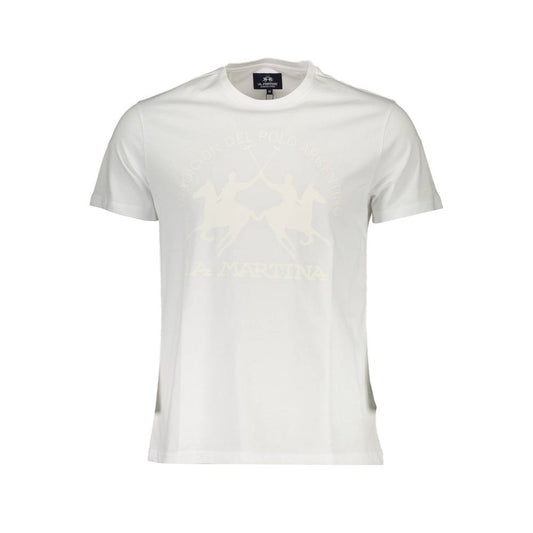 Camiseta elegante blanca de cuello redondo con estampado exclusivo de La Martina