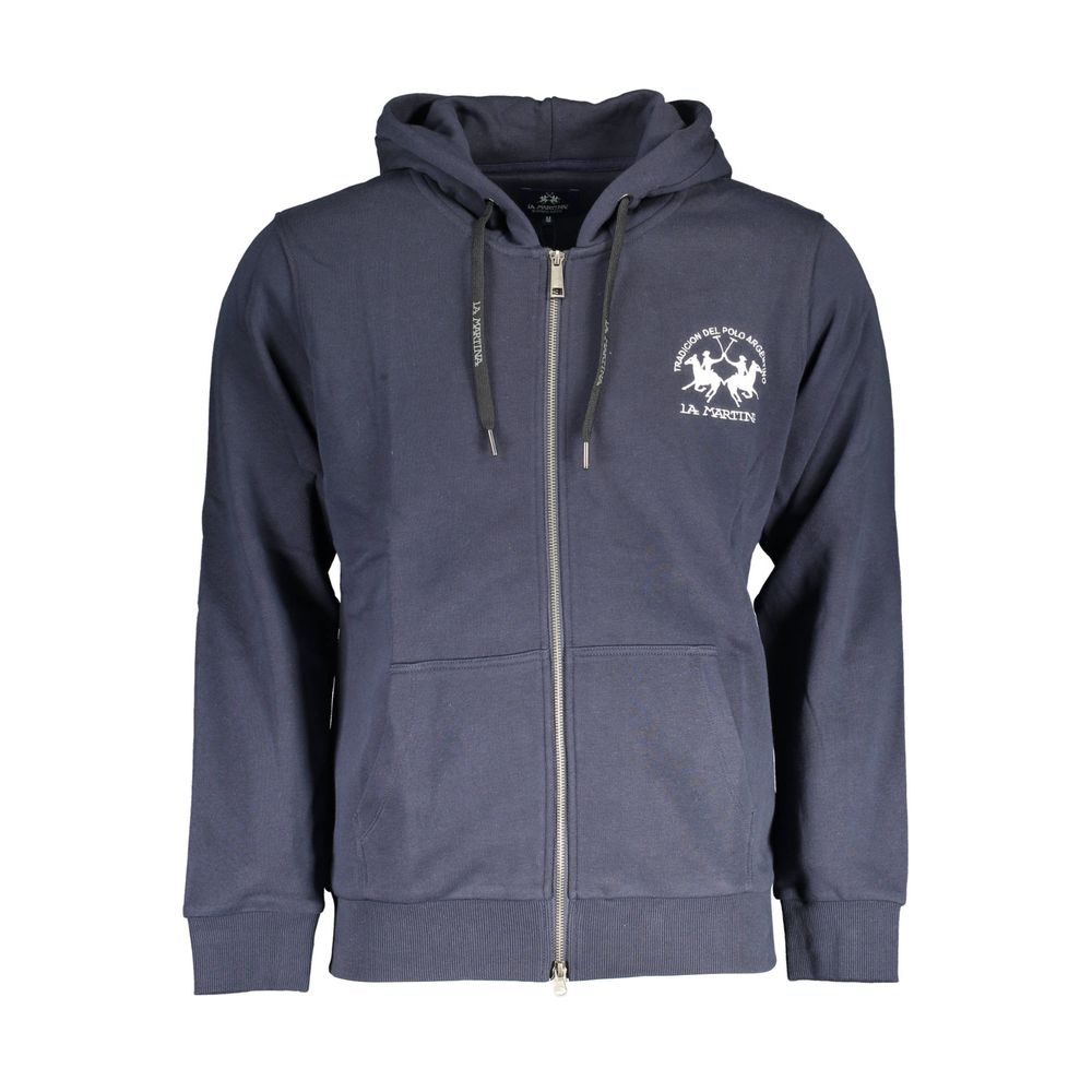 Sudadera elegante azul con capucha y bordado de La Martina