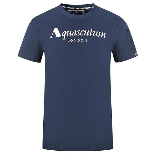 Elegante camiseta de algodón Aquascutum con el icónico detalle de la bandera