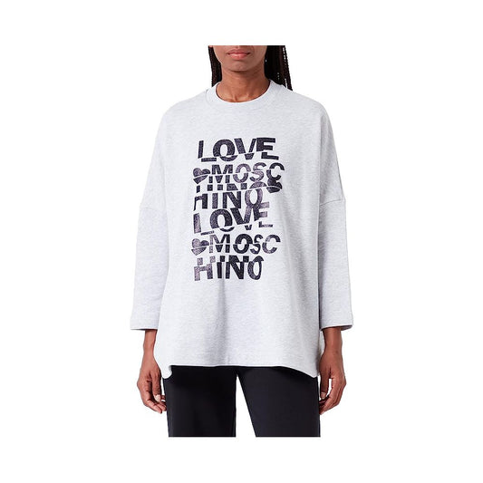 Sudadera oversize de algodón con purpurina de Love Moschino - Gris