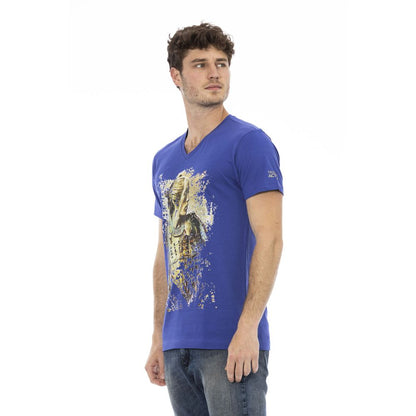Camiseta de algodón azul Trussardi Action para hombre