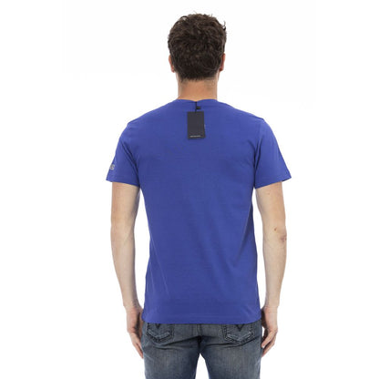 Camiseta de algodón azul Trussardi Action para hombre