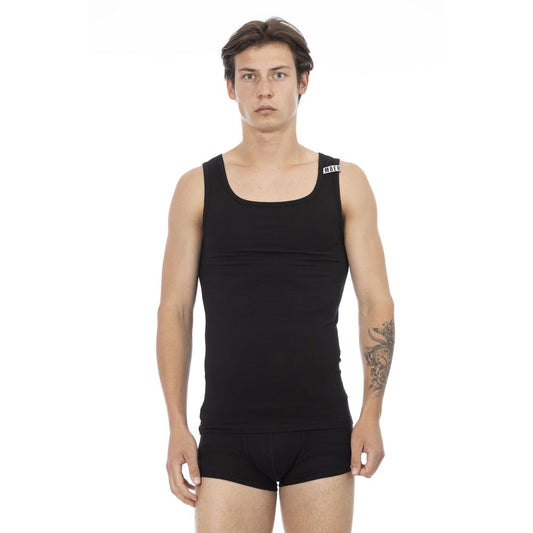 Camiseta sin mangas de algodón negra para hombre de Bikkembergs