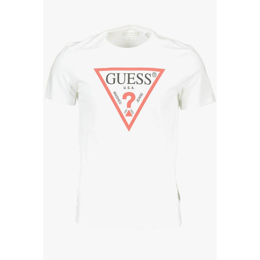 Camiseta blanca de corte entallado elegante con estampado de logotipo de Guess Jeans