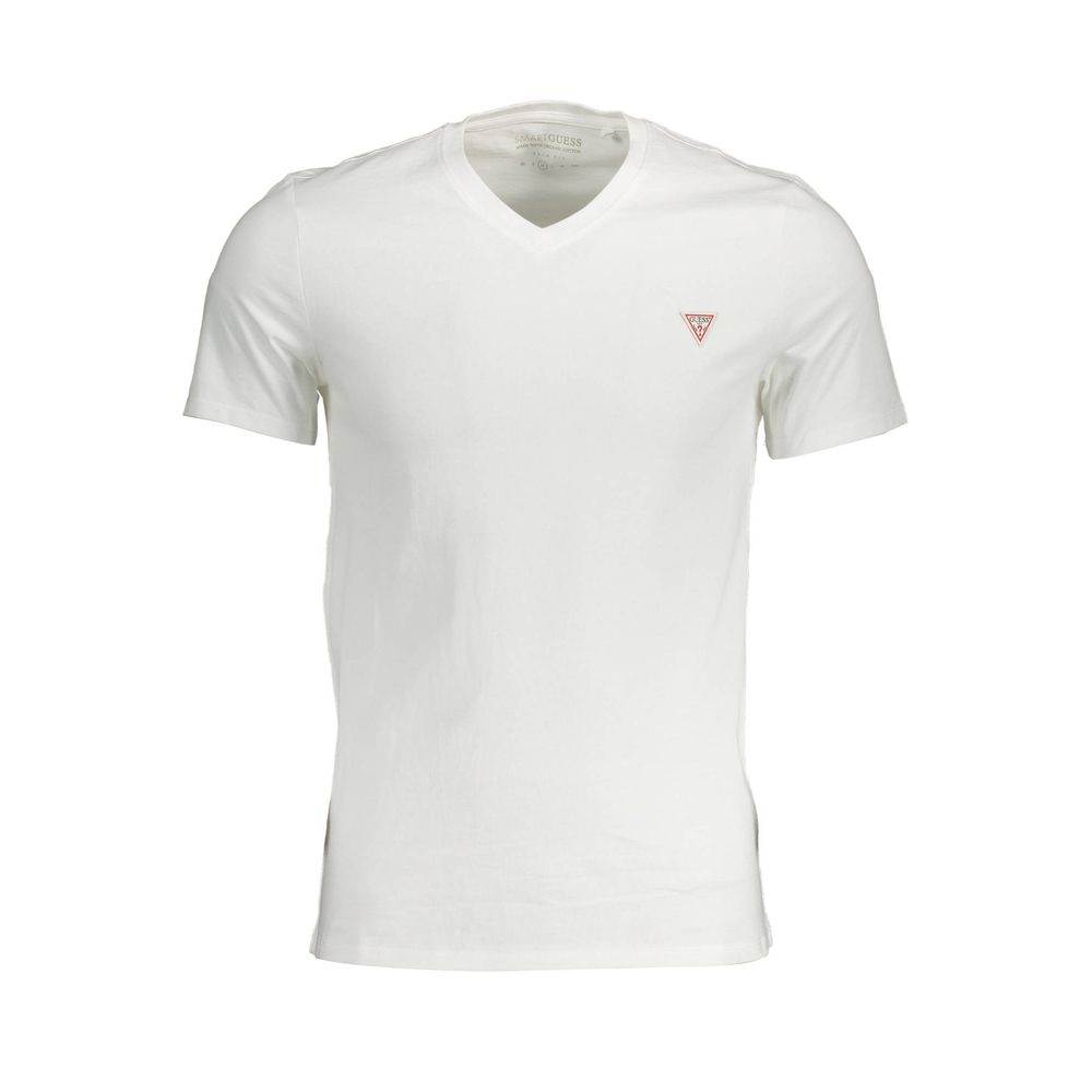 Camiseta blanca ajustada con cuello en V elegante de Guess Jeans