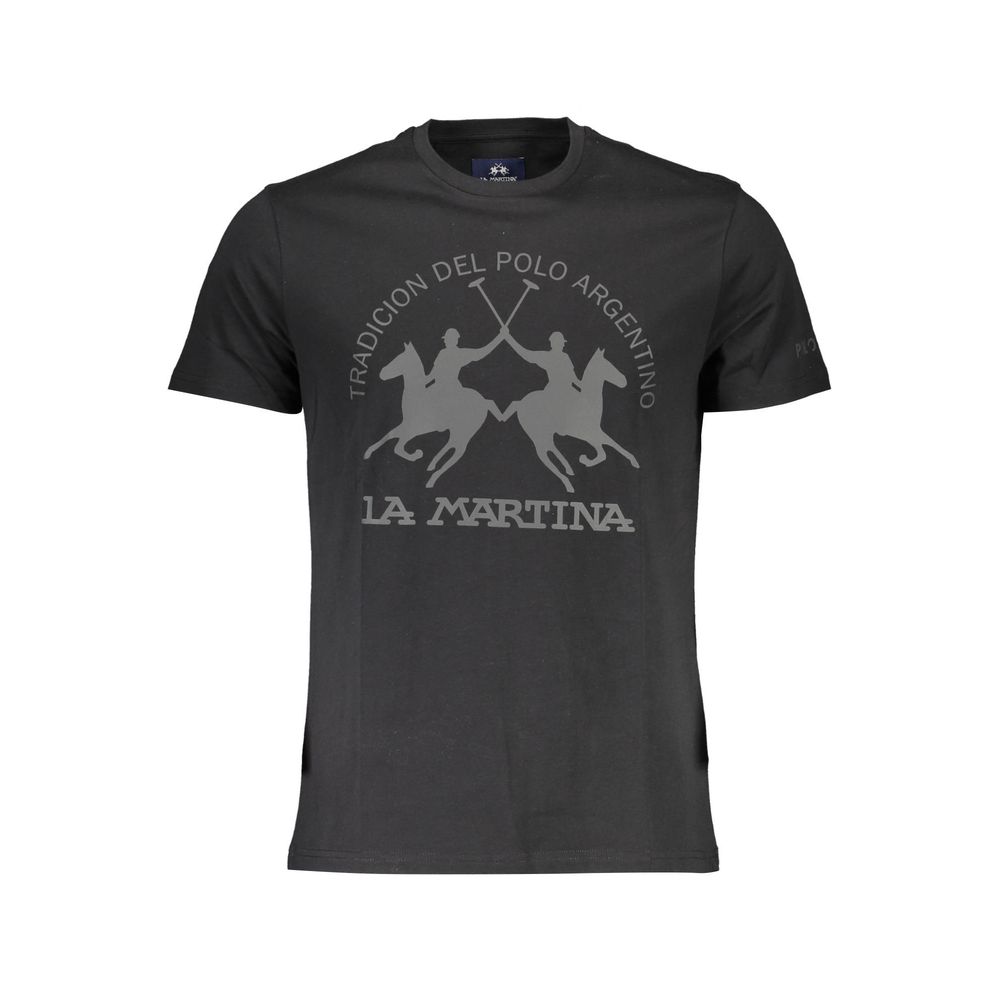 Camiseta elegante de algodón negra con estampado elegante de La Martina