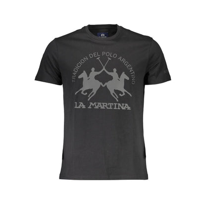 Camiseta elegante de algodón negra con estampado elegante de La Martina