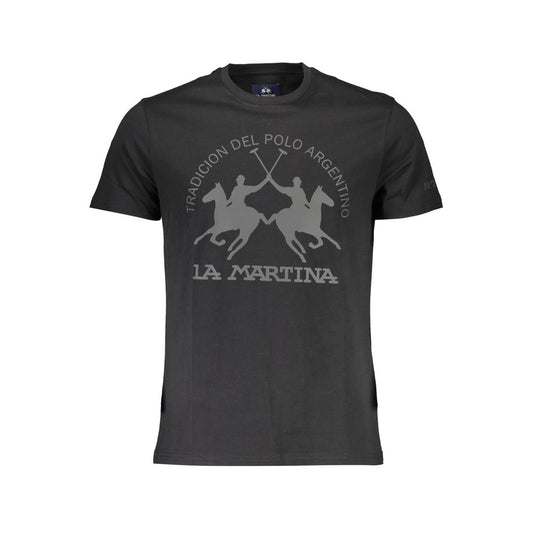 Camiseta elegante de algodón negra con estampado elegante de La Martina