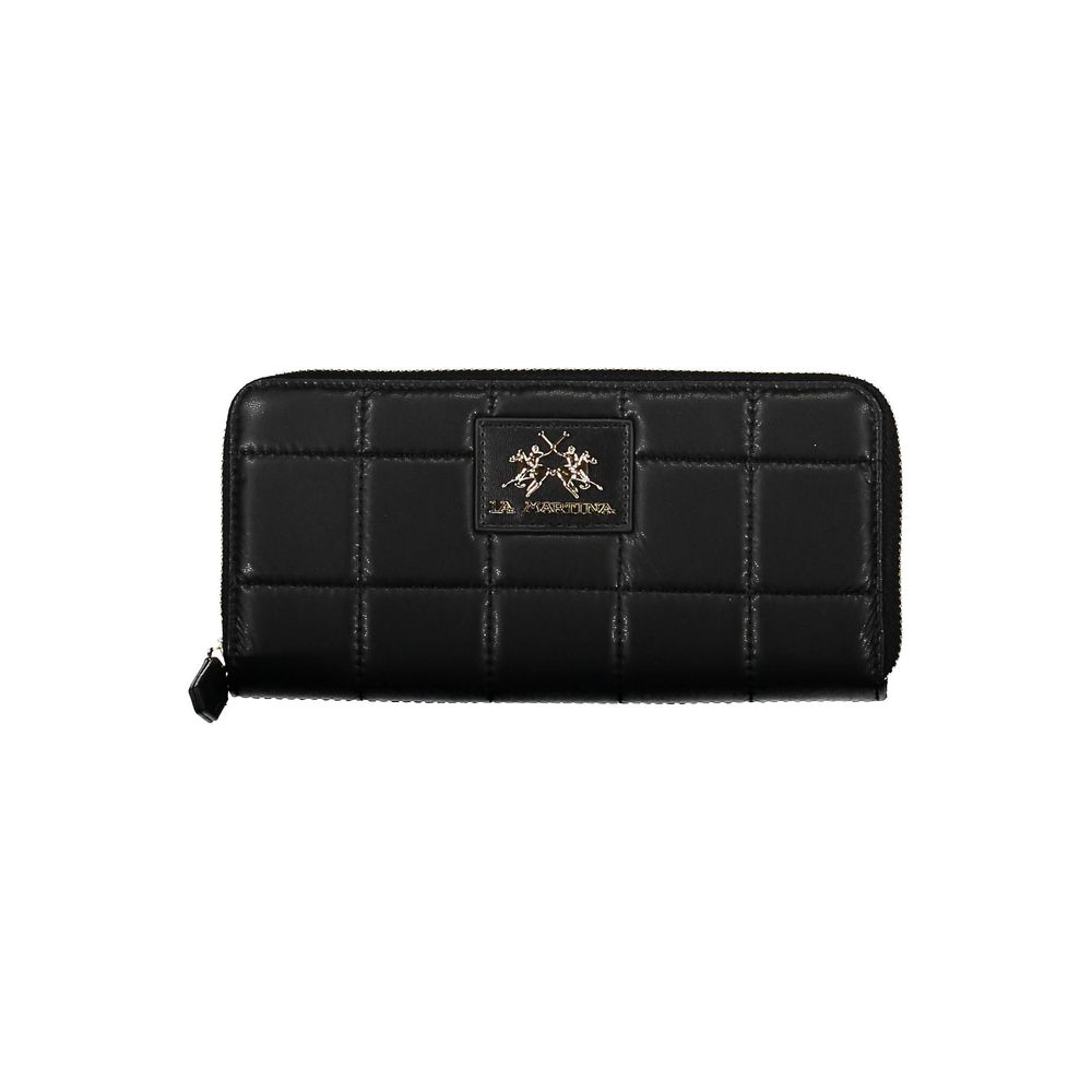 Cartera elegante de poliuretano negro La Martina