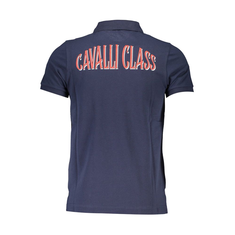 Polo elegante de algodón azul con detalles elegantes de Cavalli Class