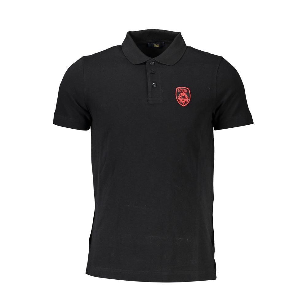 Polo elegante de manga corta de Cavalli Class en negro clásico
