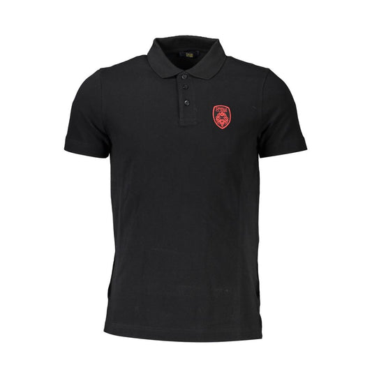 Polo elegante de manga corta de Cavalli Class en negro clásico