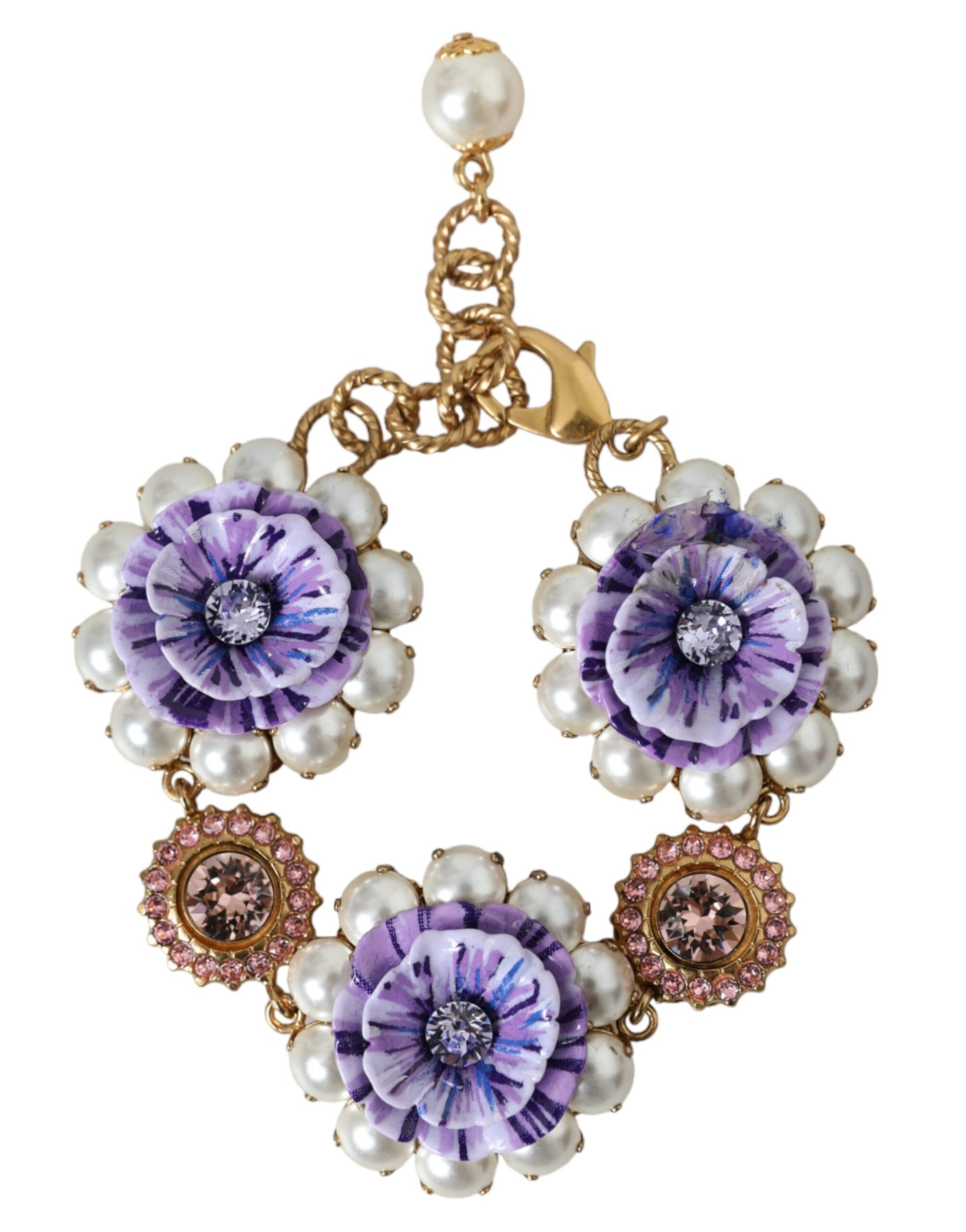 Pulsera Dolce &amp; Gabbana con cristales barrocos florales FIORI BLOOMING en oro