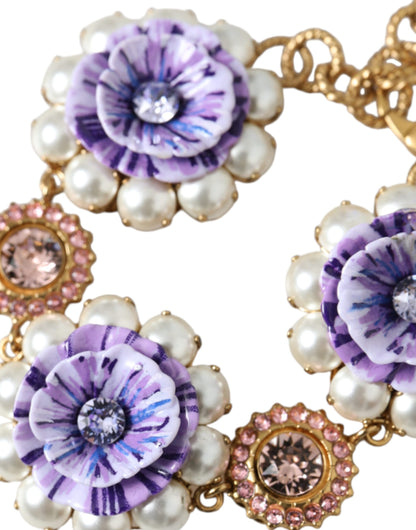 Pulsera Dolce &amp; Gabbana con cristales barrocos florales FIORI BLOOMING en oro