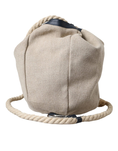 Bolso tipo saco tipo cubo de tela de lona beige de Dolce &amp; Gabbana