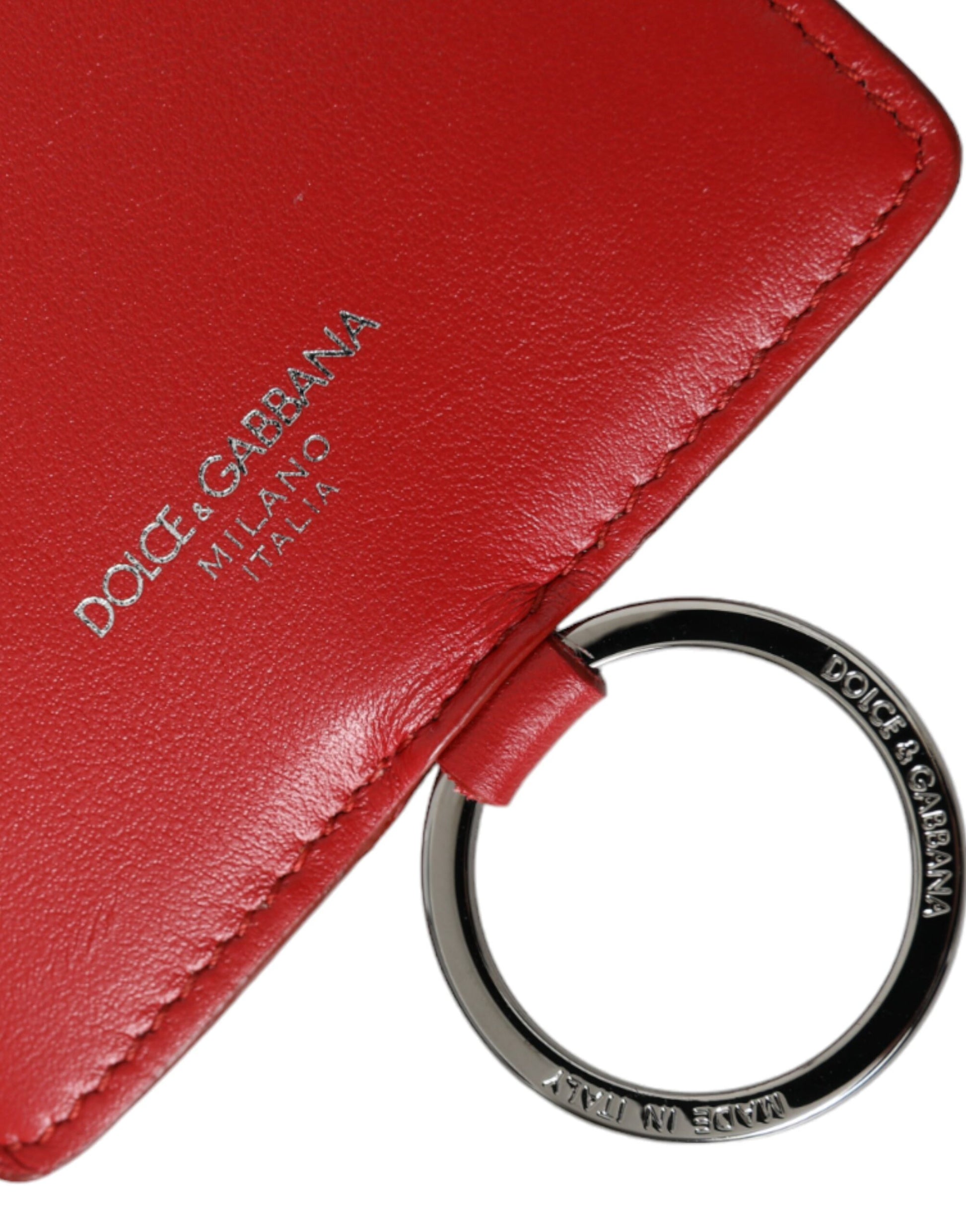 Cartera con tarjetero y logotipo de piel de becerro roja de Dolce &amp; Gabbana