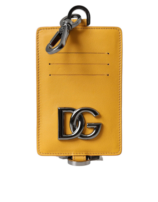 Cartera con clip para tarjetas de crédito de piel de becerro color naranja de Dolce &amp; Gabbana