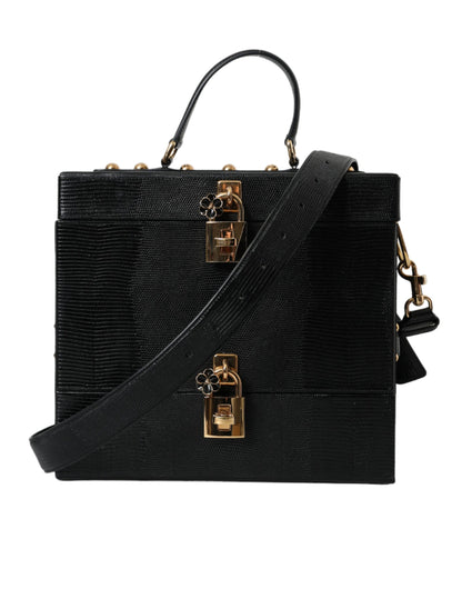 Bolso de mano de piel de becerro con relieve de lagarto negro de Dolce &amp; Gabbana