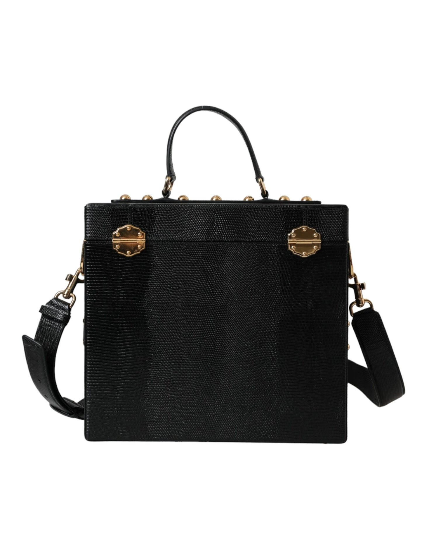 Bolso de mano de piel de becerro con relieve de lagarto negro de Dolce &amp; Gabbana