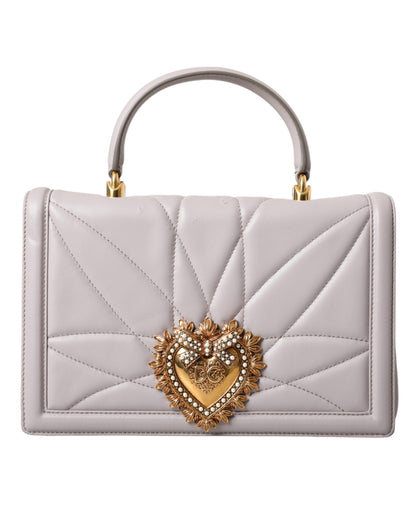 Bolso de hombro de piel con corazón dorado Devotion en gris claro de Dolce &amp; Gabbana