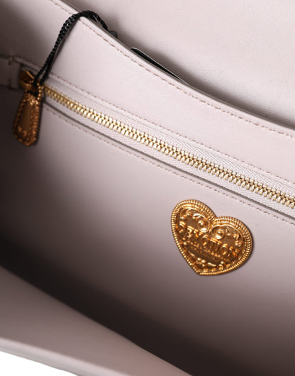 Bolso de hombro de piel con corazón dorado Devotion en gris claro de Dolce &amp; Gabbana