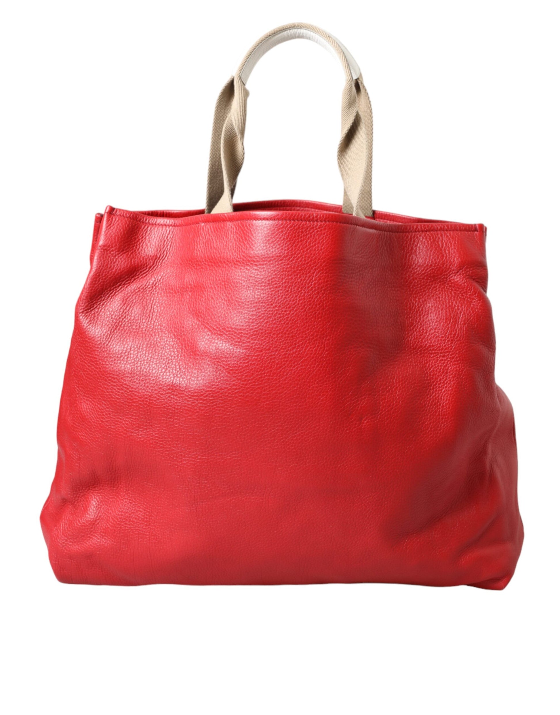 Bolso de mano de cuero rojo con parche #DGFamily de Dolce &amp; Gabbana