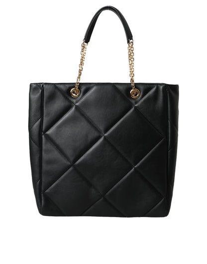 Bolso de mano para compras acolchado JUNGLE de cuero negro de Dolce &amp; Gabbana