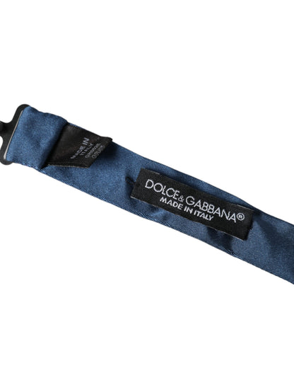 Pajarita ajustable para hombre de seda satinada azul Dolce &amp; Gabbana