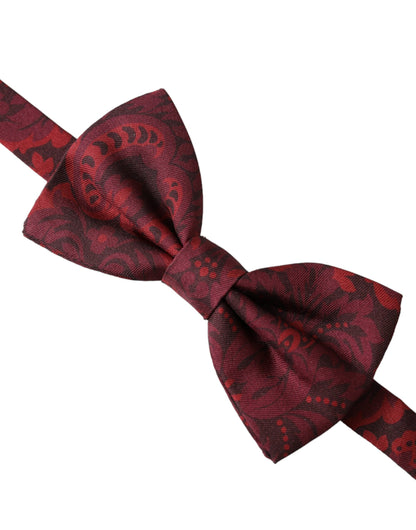 Pajarita ajustable para hombre con cuello floral de seda roja de Dolce &amp; Gabbana